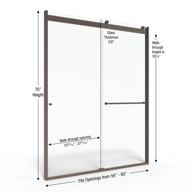 Rotolo 60" Oil Rubbed Bronze Semi-Frameless Sliding Shower Door