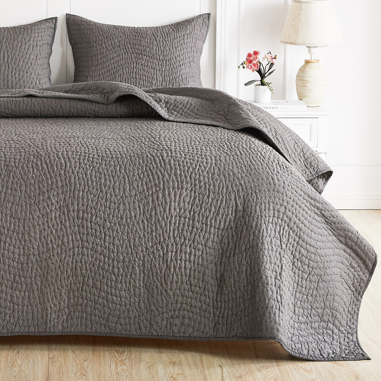 Charcoal Twin Cotton Quilt Set with Standard Sham