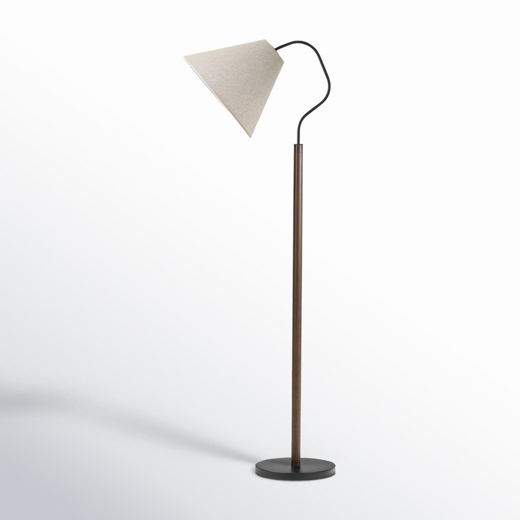 Black Adjustable Arc Floor Lamp with Linen Shade