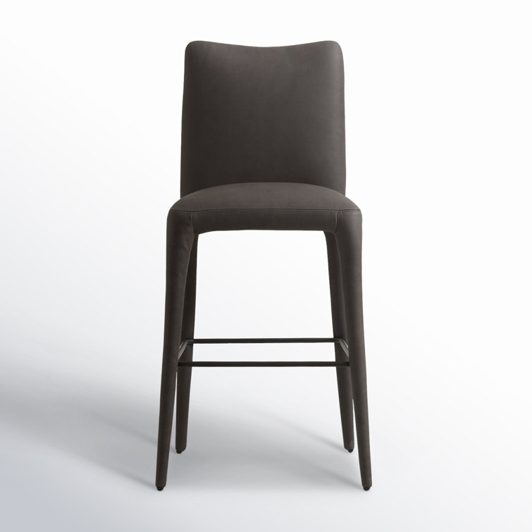 Heritage Graphite Top Grain Leather Counter Stool with Iron Legs