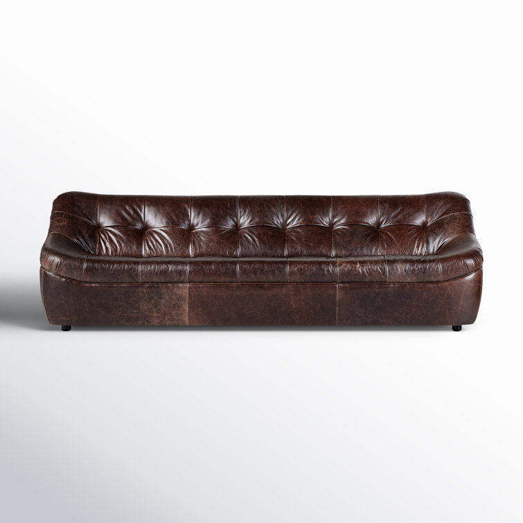 Farley Dark Brown Leather Tufted Armless Sofa