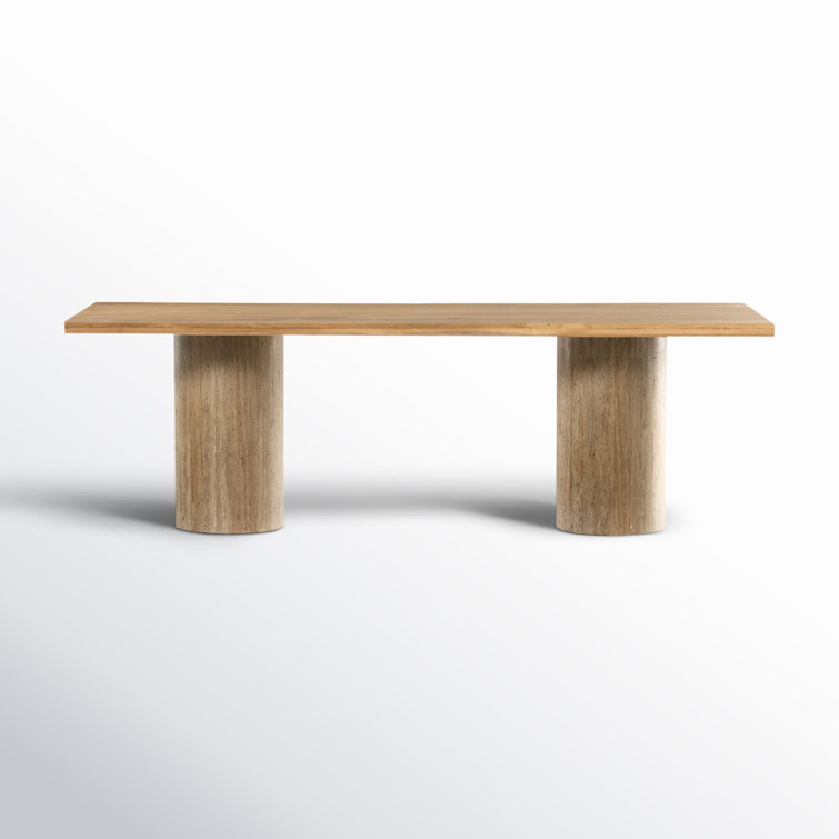 Natural Oak Rectangular Double Pedestal Dining Table