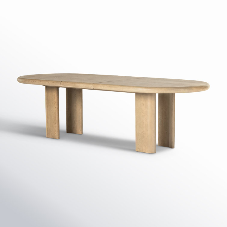 Light Oak Extendable Oval Dining Table with Solid Wood Base