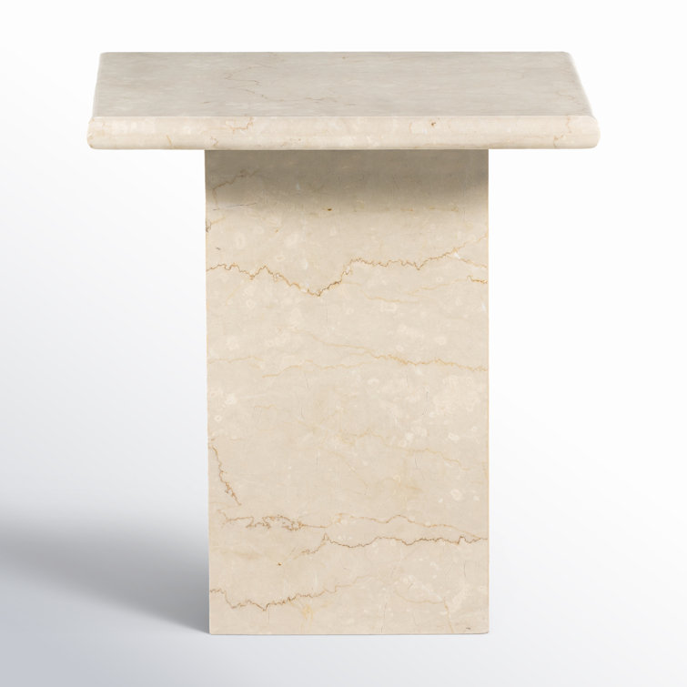 Leonel Cream Marble & Metal 19" Retro Italian Side Table