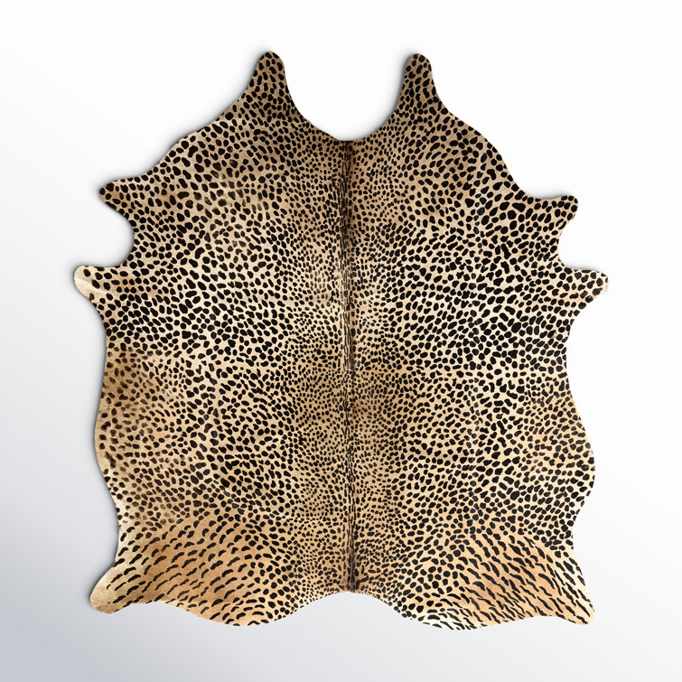 Rectangular Black Flat Woven Cowhide Area Rug