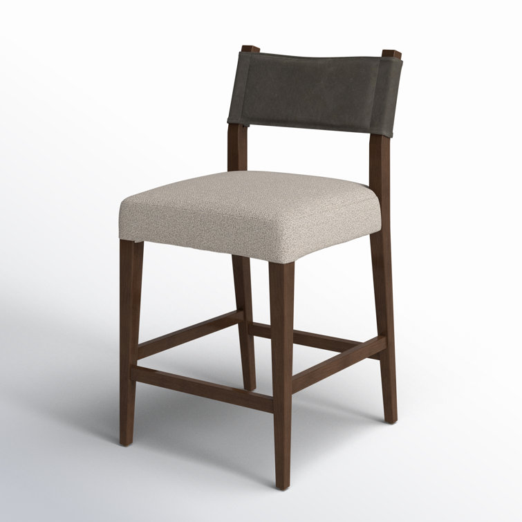 Gray and Dark Brown Leather Upholstered Counter Stool
