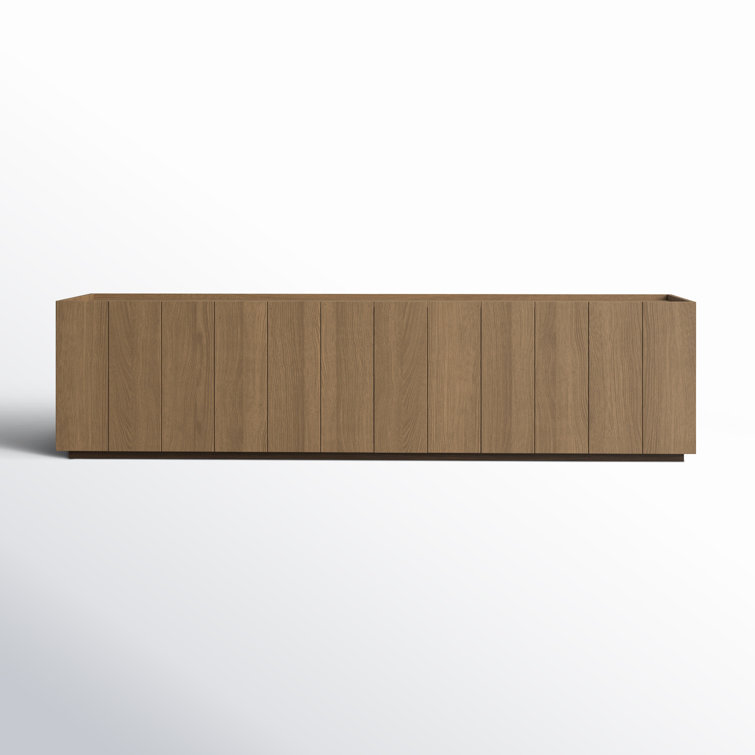Plank 72'' Natural Solid Oak Media Console with Cabinets