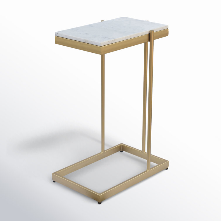 Gold Rectangular Marble Top End Table