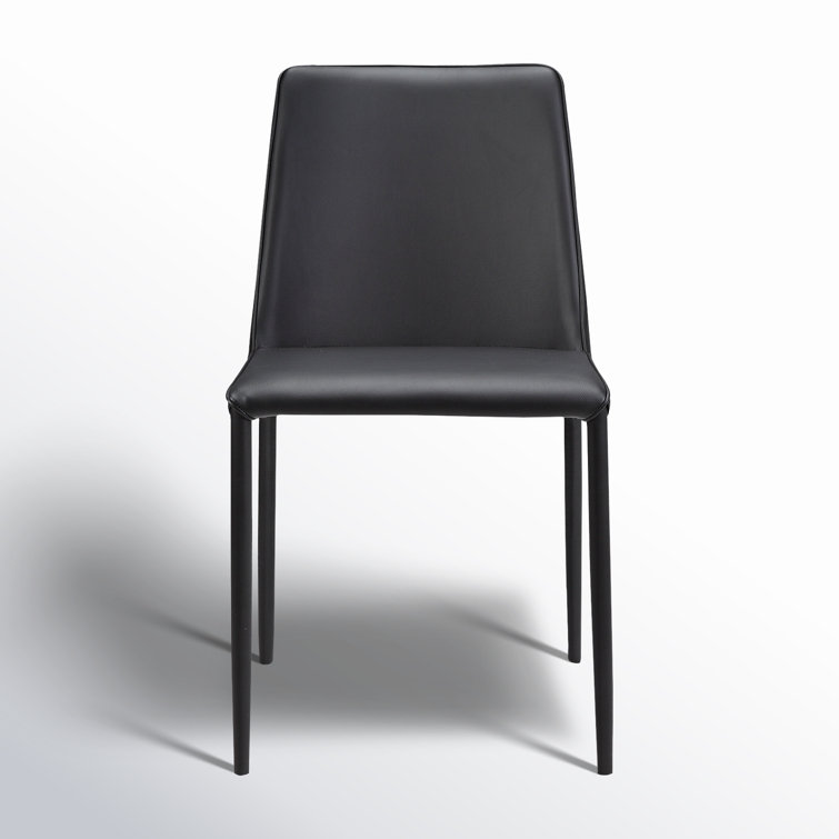 Noel Black Faux Leather Upholstered Side Chair with Metal Legs