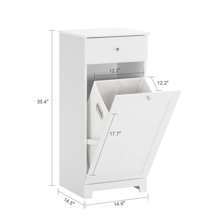 White MDF Tilt-Out Laundry Hamper with Removable Basket