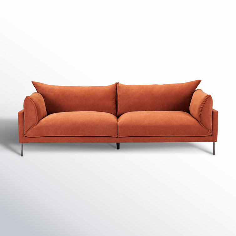 Burnt Auburn Polyester Upholstered Sofa with Solid Wood Frame