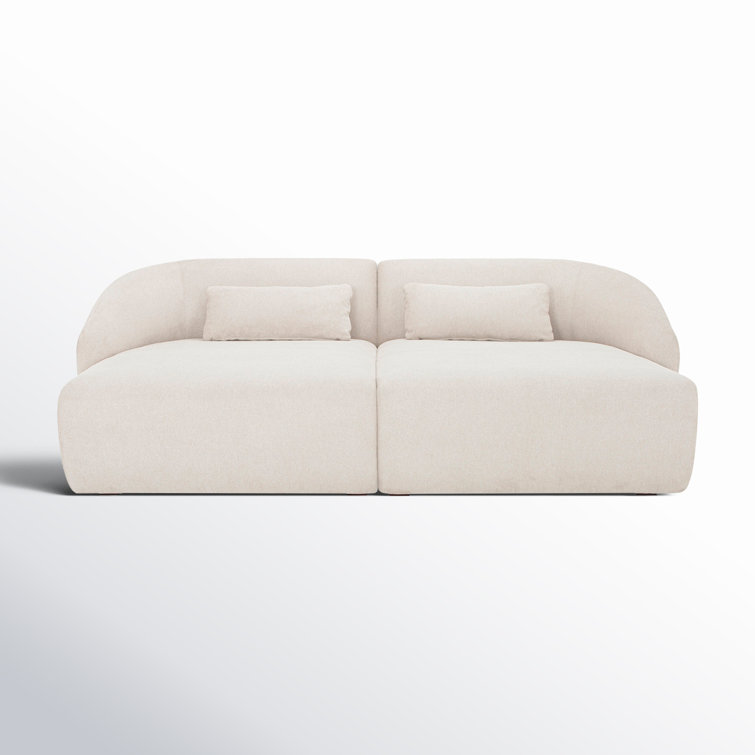 Warm White Fabric Modular Sofa with Sloped Arms