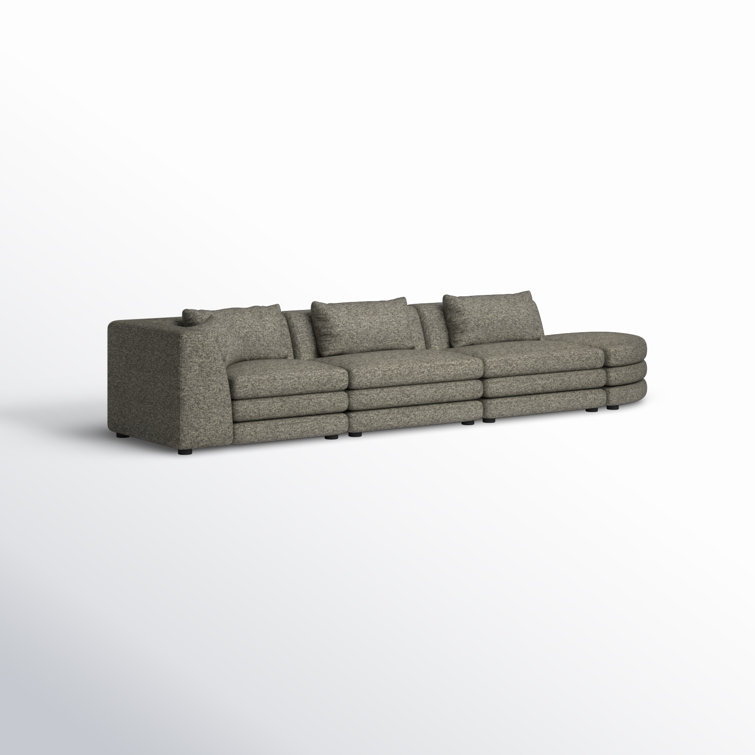 Donia Stone Tweed Polyester 4-Piece Modular Sectional Sofa