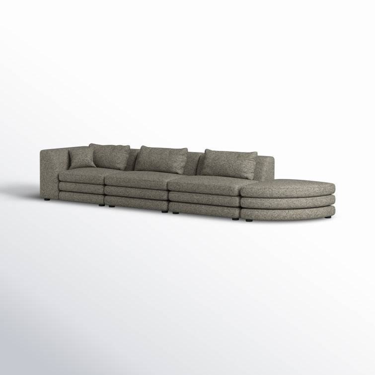 Donia Stone Tweed Polyester 4-Piece Modular Sectional Sofa