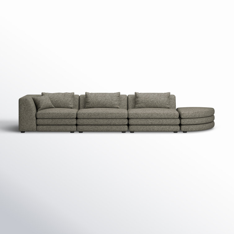 Donia Stone Tweed Polyester 4-Piece Modular Sectional Sofa