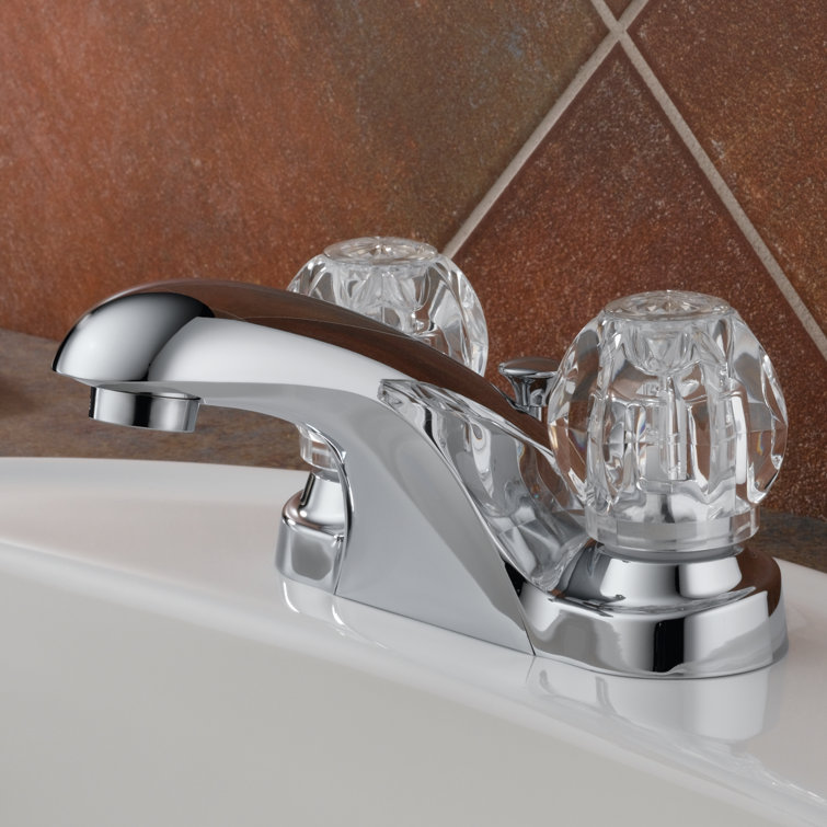 Chrome Centerset Bathroom Faucet with Acrylic Knob Handles