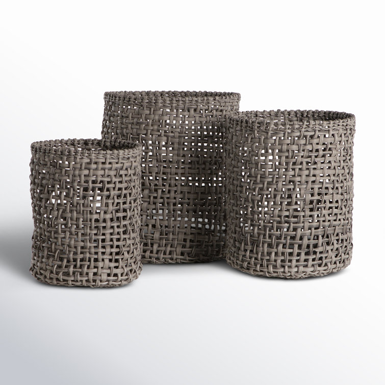 Natural Woven Round Recycled Plastic Basket Set