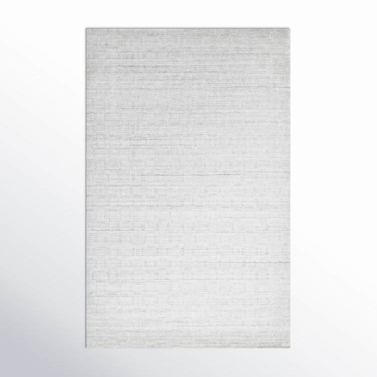 Elysian Gray Wool and Viscose Hand-Knotted 8' x 10' Area Rug