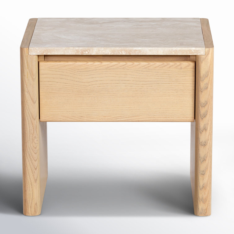 Granita Beige Stone Top 1-Drawer Nightstand