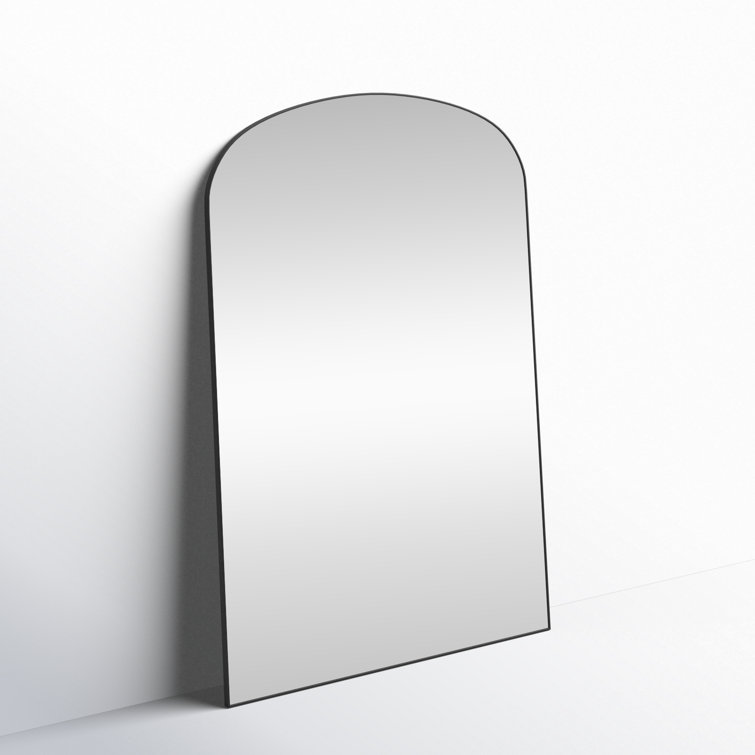 Black Metal Arch Floor Mirror with Mirrored Glass