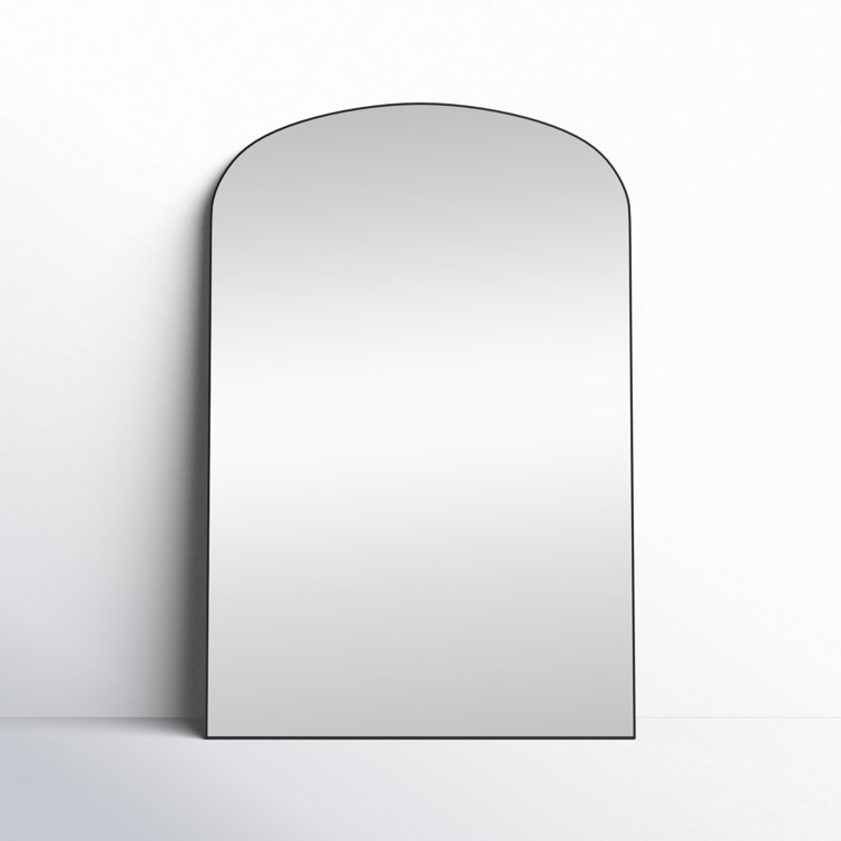 Black Metal Arch Floor Mirror with Mirrored Glass