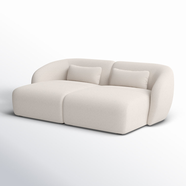Warm White Fabric Modular Sofa with Sloped Arms