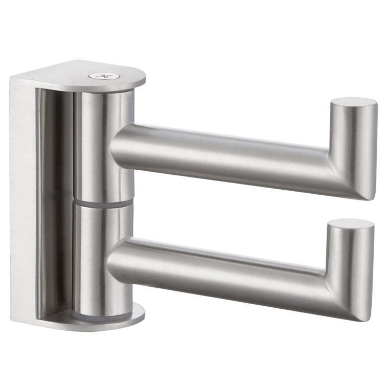 Brushed Nickel Wall Mounted Swivel Double Hook