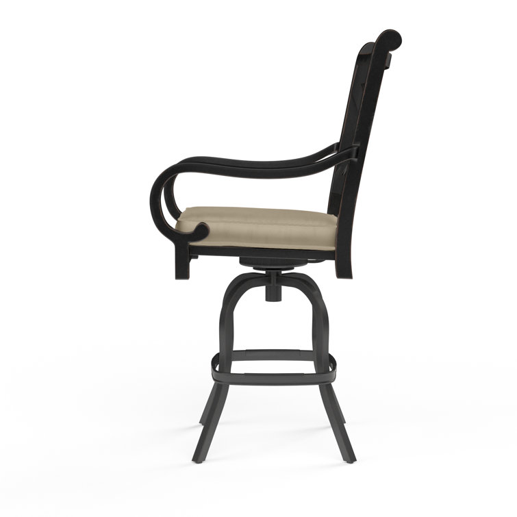 Monterey Copper Finish Aluminum Bar Stool with Gray Cushions
