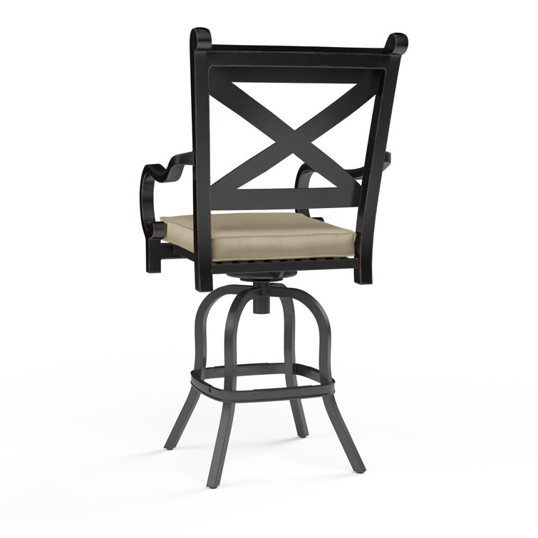 Monterey Copper Finish Aluminum Bar Stool with Gray Cushions