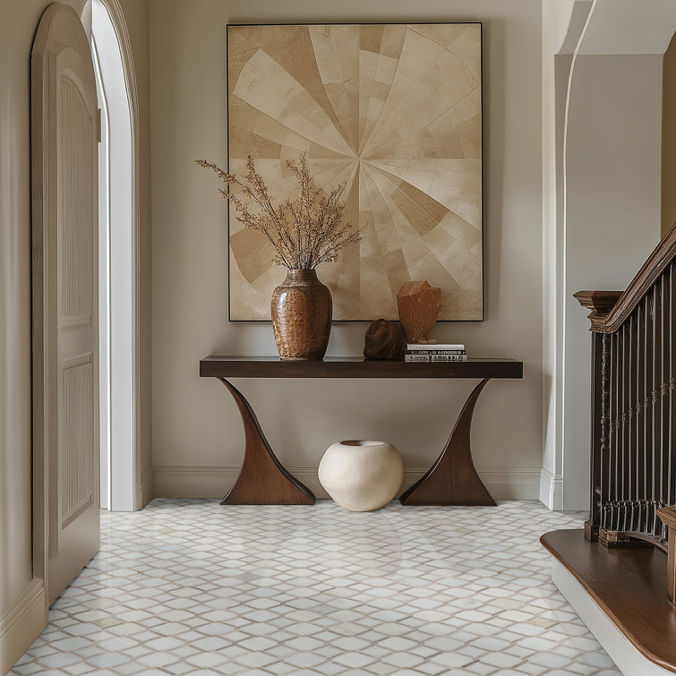 Marbella Lynx Polished White Marble Mosaic Tile Sheet
