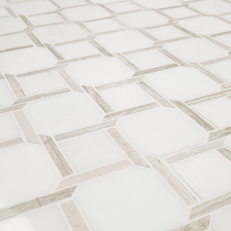 Marbella Lynx Polished White Marble Mosaic Tile Sheet