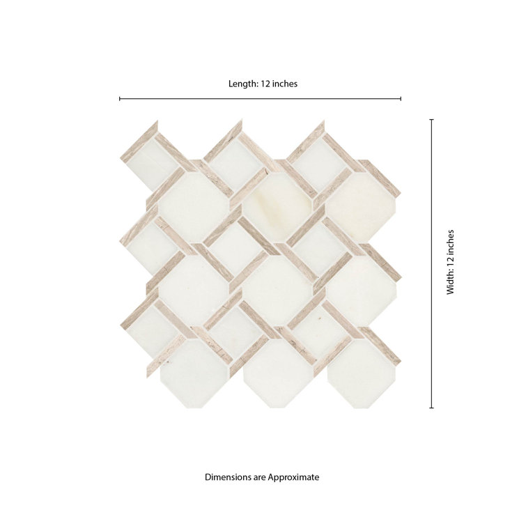 Marbella Lynx Polished White Marble Mosaic Tile Sheet