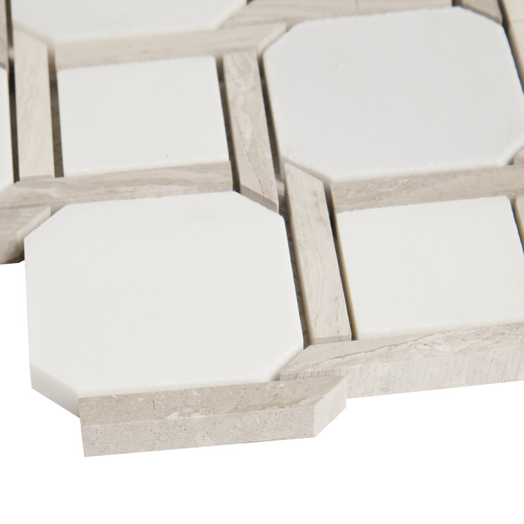Marbella Lynx Polished White Marble Mosaic Tile Sheet
