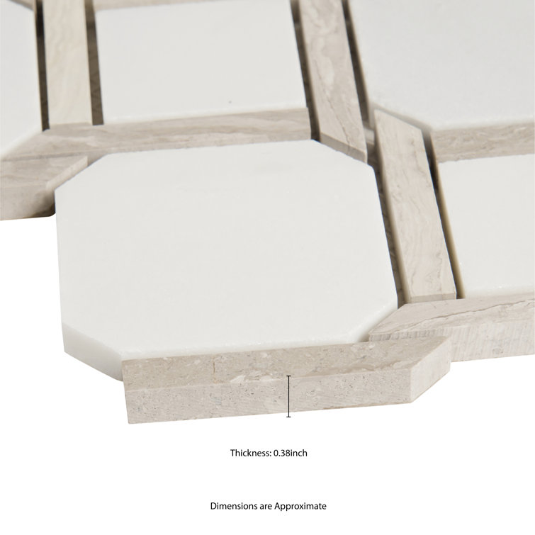 Marbella Lynx Polished White Marble Mosaic Tile Sheet