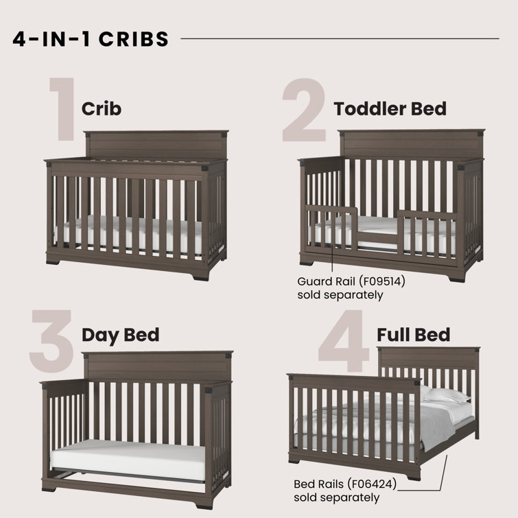 Dapper Gray 3-Piece Nursery Set with Convertible Crib, Dresser, and Chest