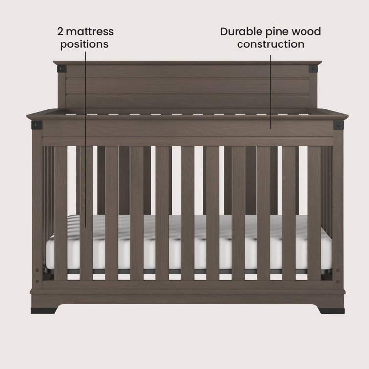 Dapper Gray 3-Piece Nursery Set with Convertible Crib, Dresser, and Chest