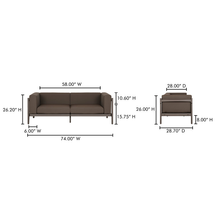 Metaza 74'' Brown Polypropylene Outdoor Patio Sofa