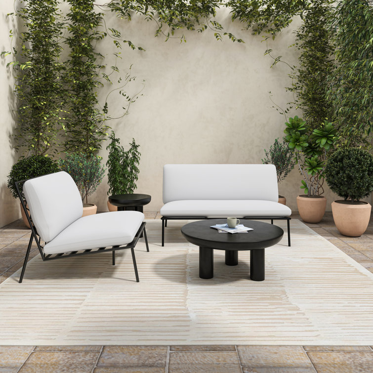 Rocca Round Black Concrete Outdoor Coffee Table