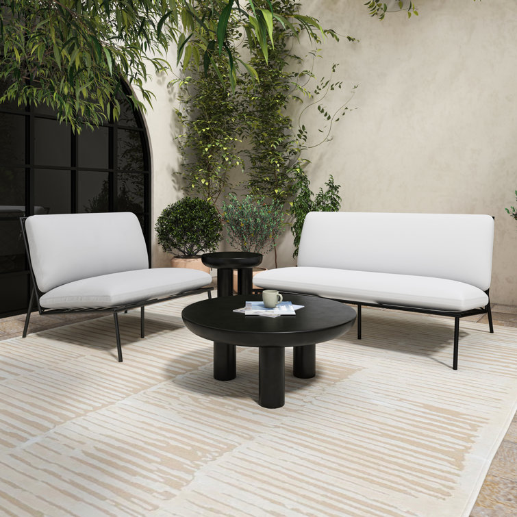 Rocca Contemporary Black Round Metal & Wood Side Table