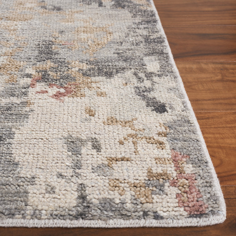 Gray and Ivory Hand-Knotted Wool 6' x 9' Area Rug