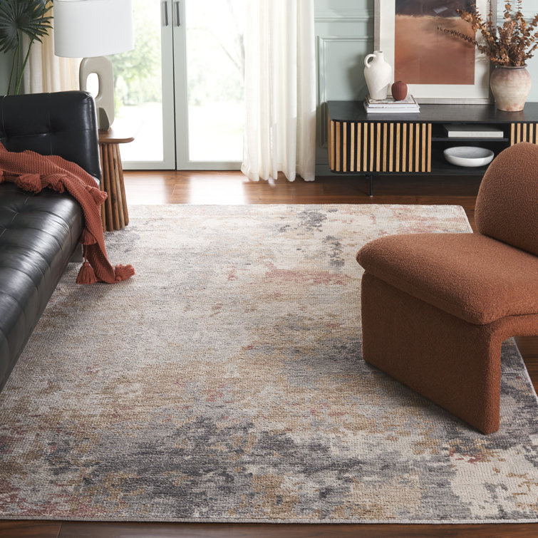Gray and Ivory Hand-Knotted Wool 6' x 9' Area Rug