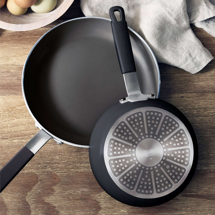 Cream Aluminum Ceramic Nonstick Fry Pan Set with Lids