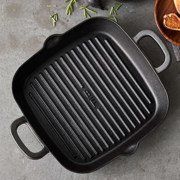 Black Cast Iron 11" Square Grill Pan with Helper Handles