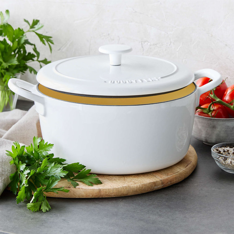 Ivory Enameled Cast Iron 5.5QT Dutch Oven with Lid