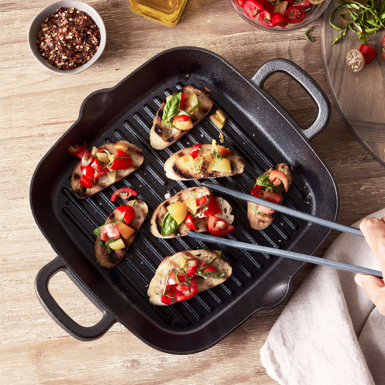 Black Cast Iron 11" Square Grill Pan with Helper Handles