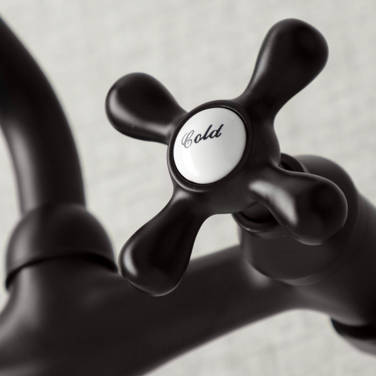 Oil Rubbed Bronze Double Handle Wall Mount Kitchen Faucet