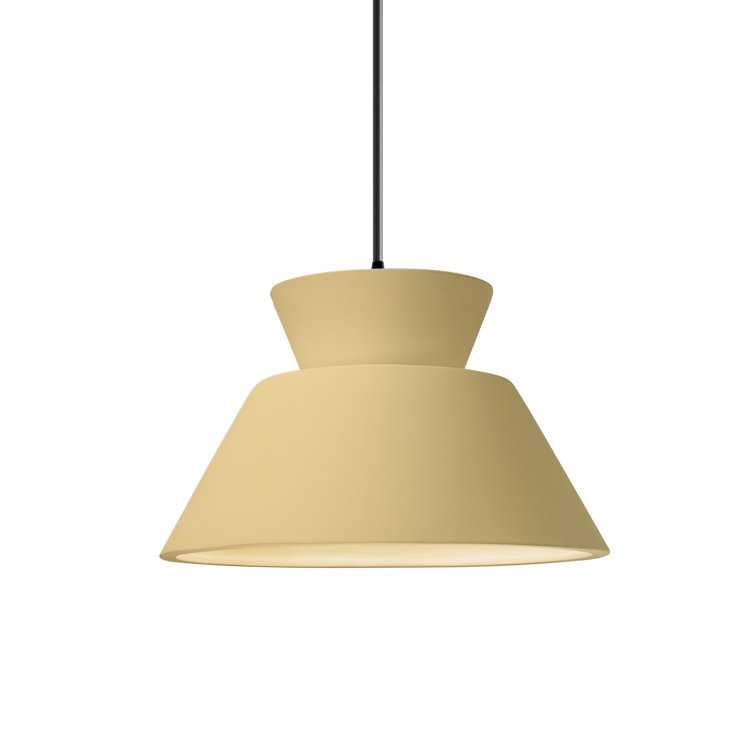 Matte Black Ceramic Drum Pendant Light