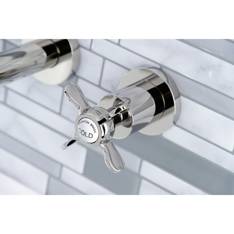 Victorian Grace Polished Nickel Wall-Mounted Bathroom Faucet
