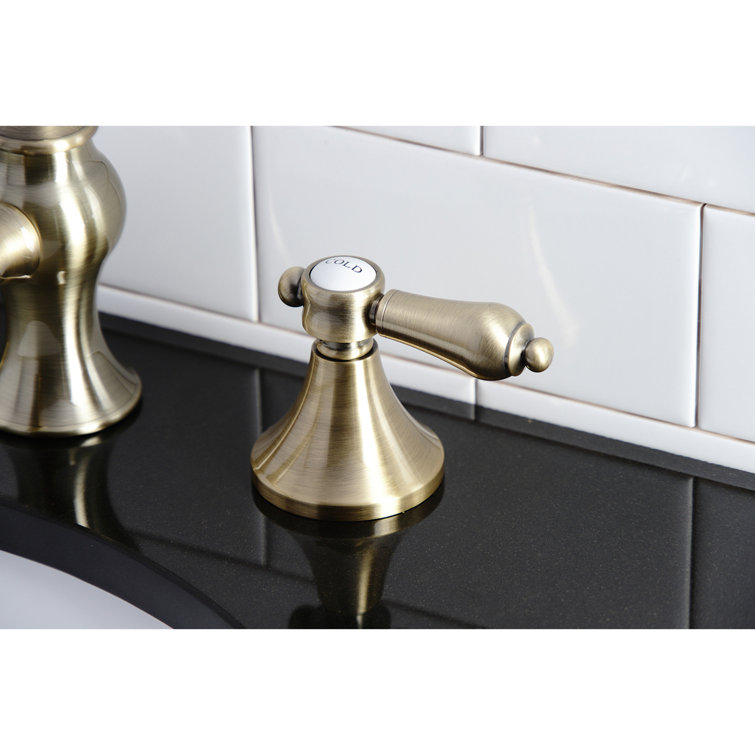 Bel-Air Vintage Brass 8" Widespread Bathroom Faucet with Porcelain Levers