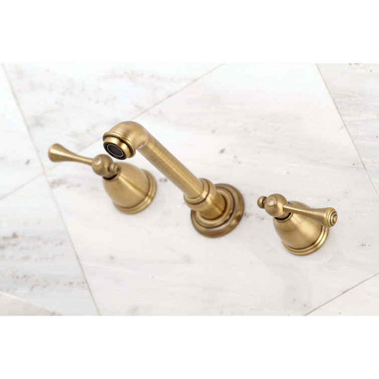 Antique Brass Dual Handle Wall Mount Tub Faucet